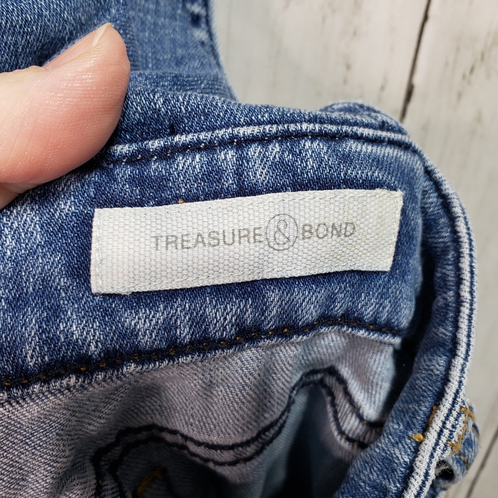 Treasure & Bond Girls Blue Denim Patchwork Overall - Picture 7 of 9